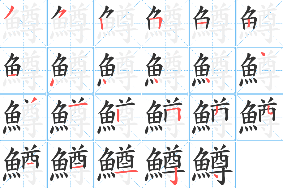 鱒字笔顺的正确写法图